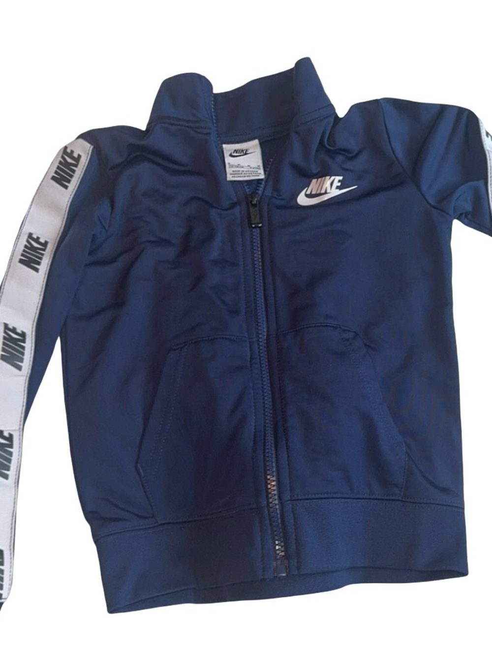 Nike Youth Navy Blue Full-Zip Athletic Jacket with Logo Tape